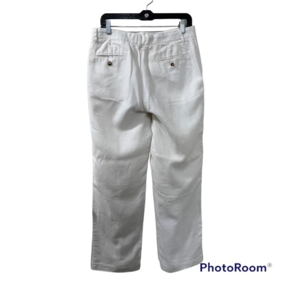 Michael Kors Womens White 100% Linen Straight Leg Trouser Pants Size 31/32 - Picture 2 of 10